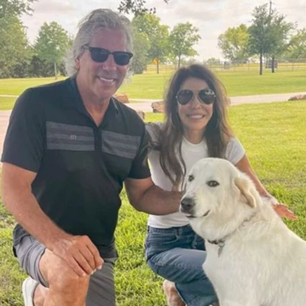 A man, woman and their dog